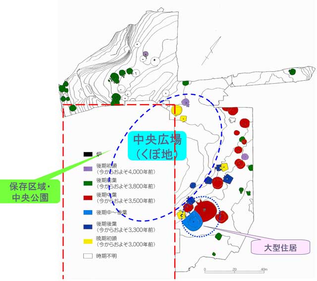 祇園原貝塚 縄文竪穴住居の配置